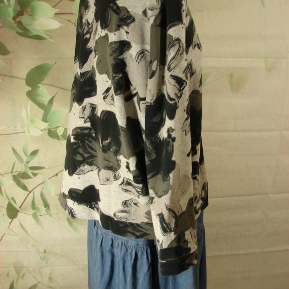 Floral Greys Grays Pull Over Sweatshirt XL LOGG french terry soft comfortable - Picture 4 of 12